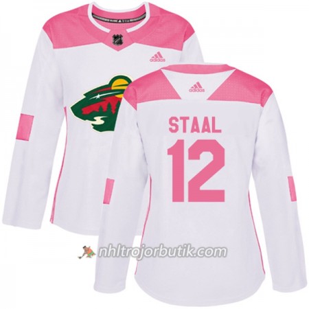 Dame Ishockey Minnesota Wild Tröja Eric Staal 12 Adidas 2017-2018 Vit Rosa Fashion Authentic